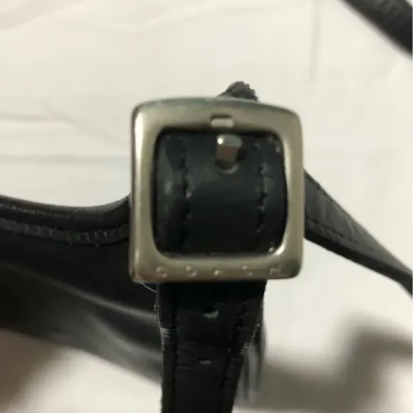 Vintage coach black leather mini hippie flap 9142 crossbody purse bag adjustable - Picture 8 of 11